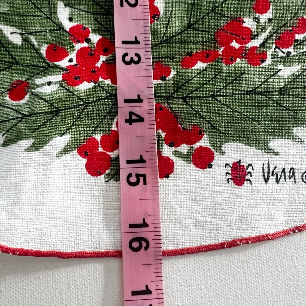 Vintage Vera Neumann Holly Wreath Christmas Linen Decor